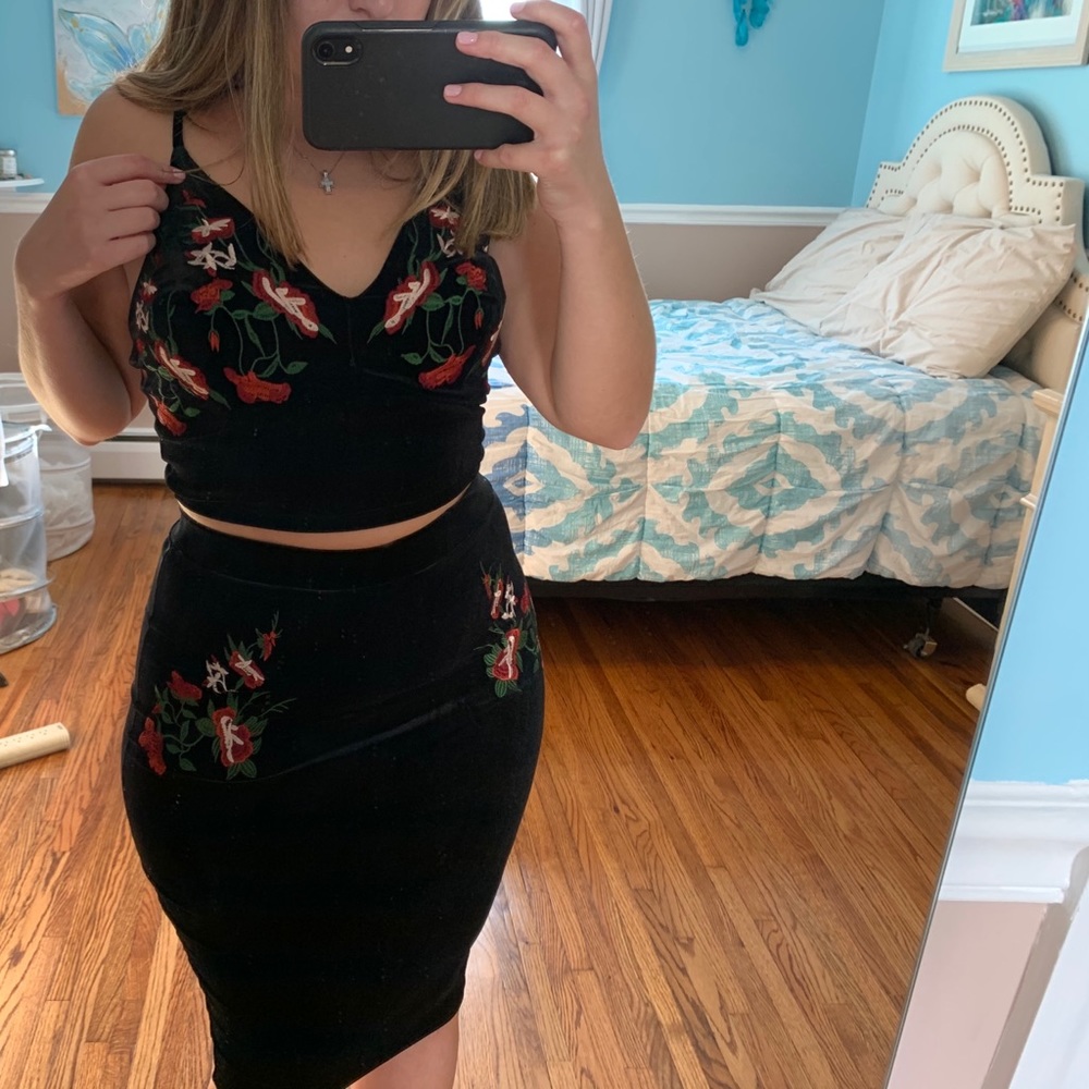 Black Suede 2 piece outfit